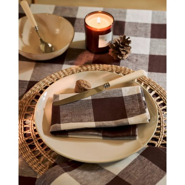 Sophie Allport Chocolate Brown Gingham Linen Napkins (Set of 4)