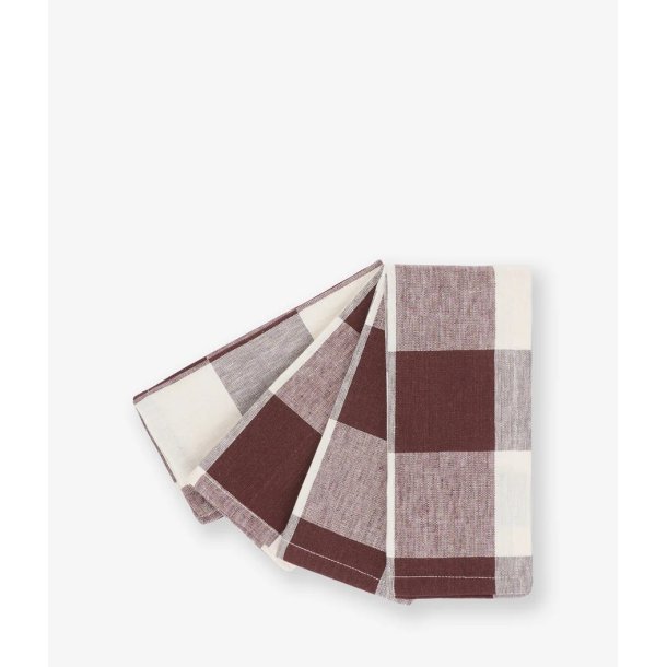 Sophie Allport Chocolate Brown Gingham Linen Napkins (Set of 4)