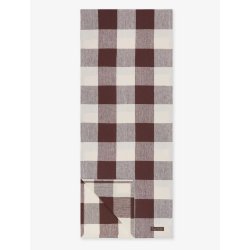 Sophie Allport Chocolate Brown Gingham Linen Table Runner, 35 x200 cm