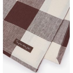 Sophie Allport Chocolate Brown Gingham Linen Table Runner, 35 x200 cm