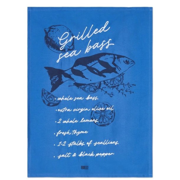 Lexington Grilled Sea Bass Organic Cotton Kitchen Towel