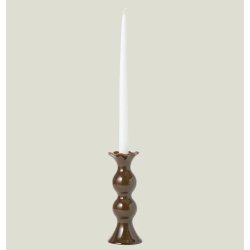 Lexington Stoneware Wavy Candle Holder, Brown/Olive