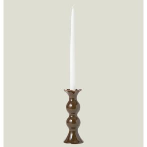 Lexington Stoneware Wavy Candle Holder, Brown/Olive