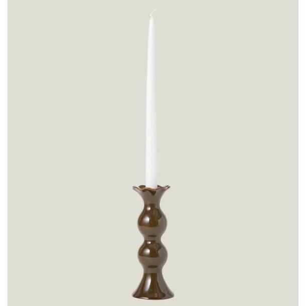 Lexington Stoneware Wavy Candle Holder, Brown/Olive