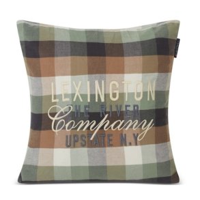 Lexington Checked Organic Cotton Flannel Logo Pillow Cover