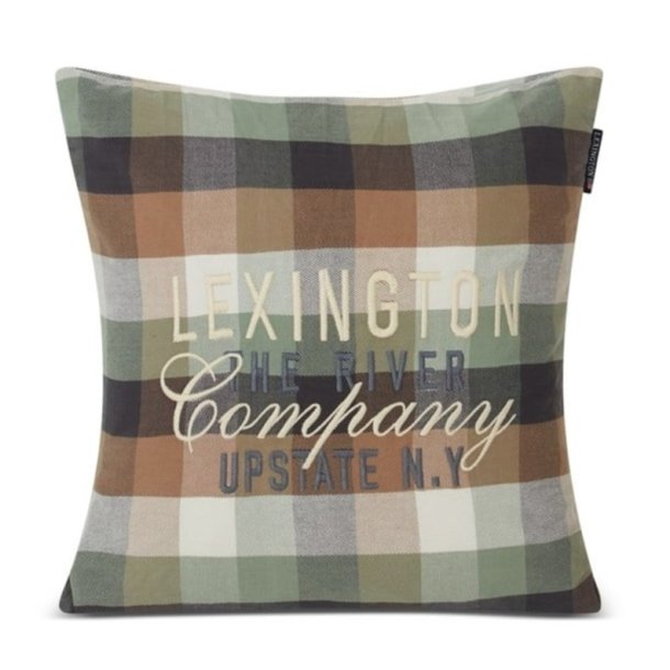 Lexington Checked Organic Cotton Flannel Logo Pillow Cover