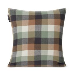 Lexington Checked Organic Cotton Flannel Logo Pillow Cover