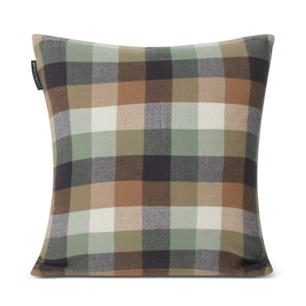 Lexington Checked Organic Cotton Flannel Logo Pillow Cover