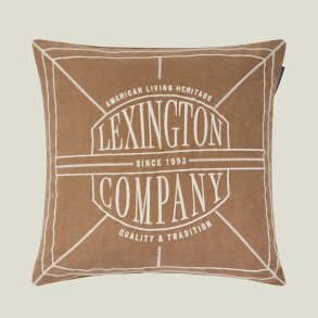 Lexington Logo Washed Organic Cotton Pillow Cover, Fudge