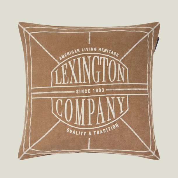 Lexington Logo Washed Organic Cotton Pillow Cover, Fudge