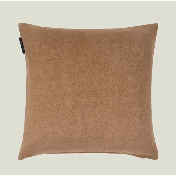 Lexington Logo Washed Organic Cotton Pillow Cover, Fudge