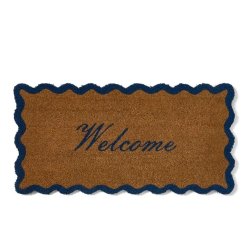 Lexington Coir Fibre Welcome Doormat, Naturel/Blue