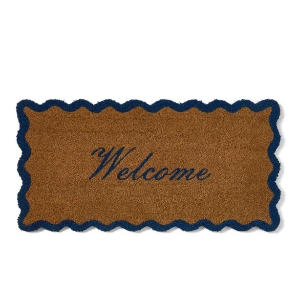 Lexington Coir Fibre Welcome Doormat, Naturel/Blue