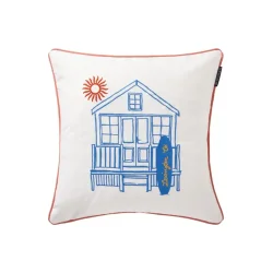 Lexington Beach House Organic Cotton Twill pudebetr�k, hvid/bl�/koral