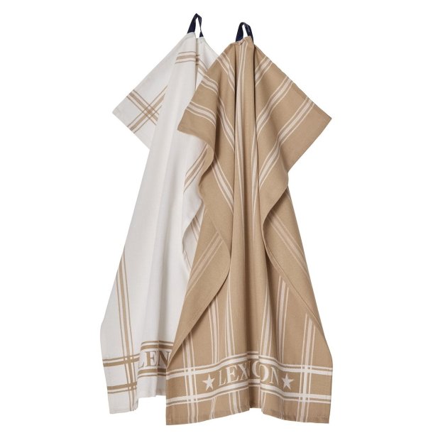 Lexington Cotton Jaquard Kitchen Towel Beige, s�t m. 2 stk.