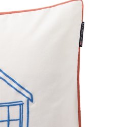 Lexington Beach House Organic Cotton Twill pudebetr�k, hvid/bl�/koral