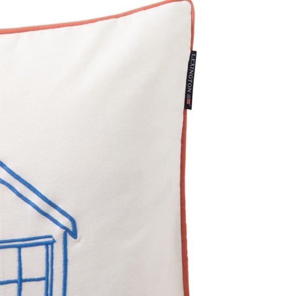 Lexington Beach House Organic Cotton Twill pudebetr�k, hvid/bl�/koral