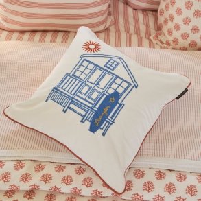 Lexington Beach House Organic Cotton Twill pudebetr�k, hvid/bl�/koral