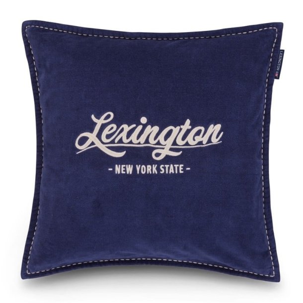 Lexington Logo Organic Cotton Pillow Cover, Dark Blue