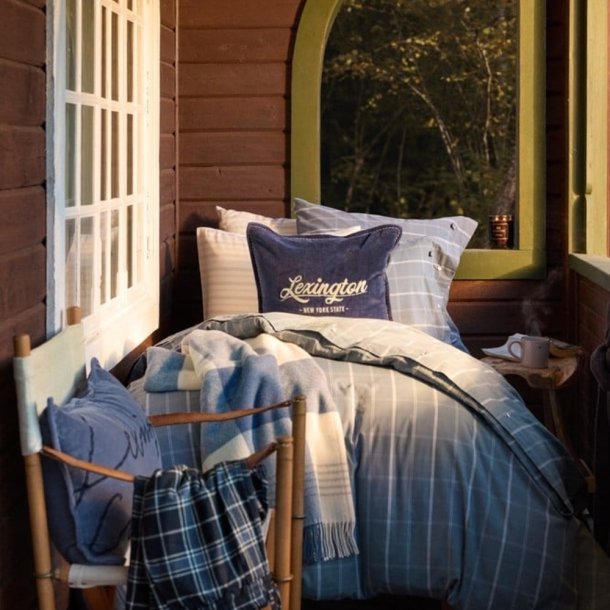 Lexington Logo Organic Cotton Pillow Cover, Dark Blue