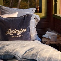 Lexington Logo Organic Cotton Pillow Cover, Dark Blue