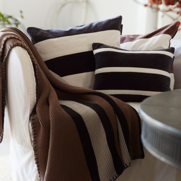 Lexington Block striped organic velour pudebetr�k,  m�rkegr�