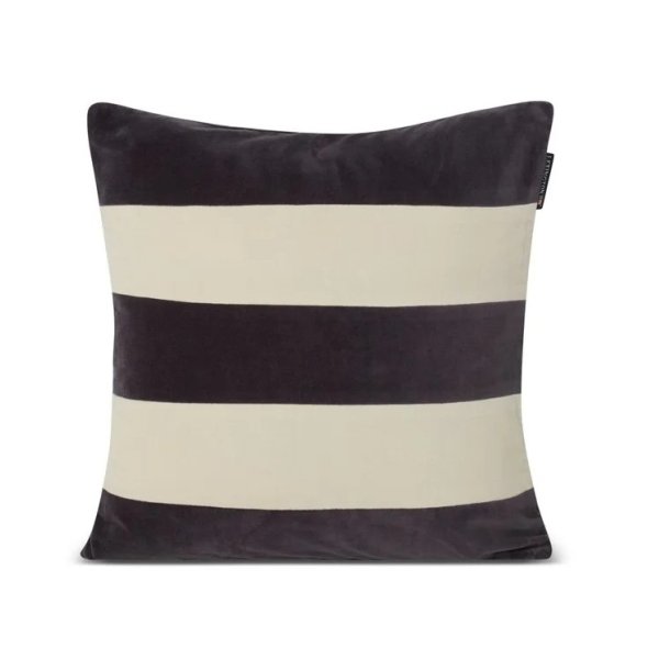 Lexington Block striped organic velour pudebetr�k,  m�rkegr�
