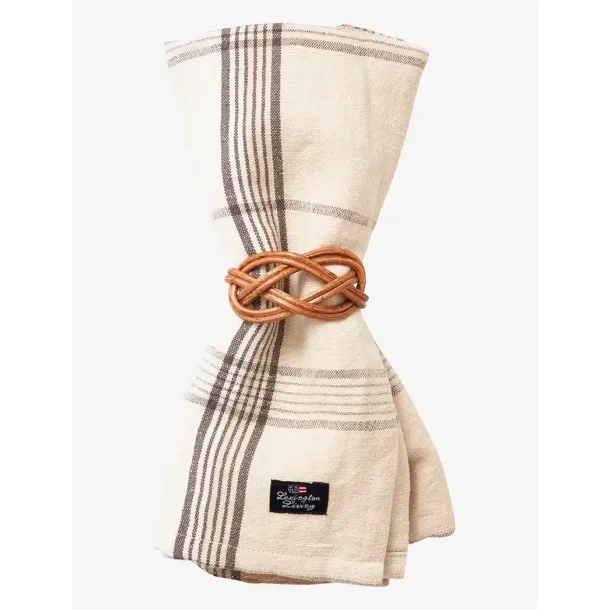 Lexington Checked tablecloth in linen blend, 150 x 350 cm