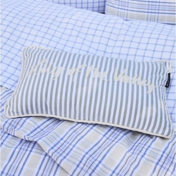 Lexington Organic Cotton Oxford Eukalypytus/hvid stribet pude, 50 x 30 cm