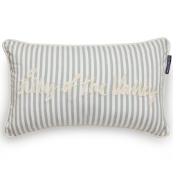 Lexington Organic Cotton Oxford Eukalypytus/hvid stribet pude, 50 x 30 cm