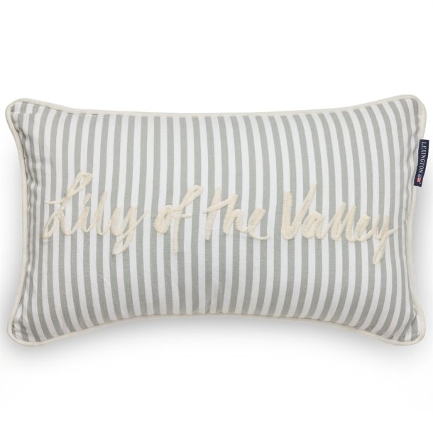 Lexington Organic Cotton Oxford Eukalypytus/hvid stribet pude, 50 x 30 cm