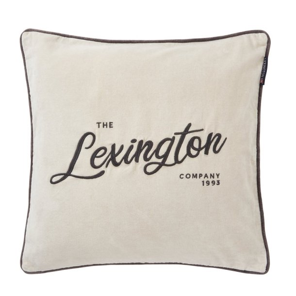 Lexington Organic Cotton Velvet Pillow Cover, Light Beige/Dark Gray
