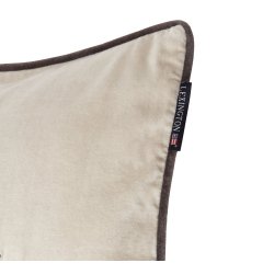 Lexington Organic Cotton Velvet Pillow Cover, Light Beige/Dark Gray