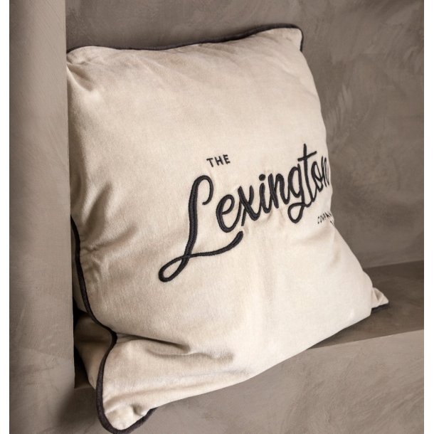 Lexington Organic Cotton Velvet Pillow Cover, Light Beige/Dark Gray