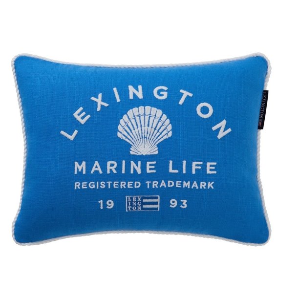 Lexington Marine Life Organic Cotton Canvas Pude, bl�/hvid