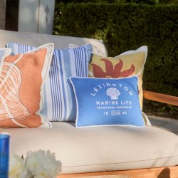 Lexington Marine Life Organic Cotton Canvas Pude, bl�/hvid