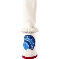 Lexington Shell Embroidered Linen Blend Serviet, Hvid