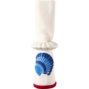 Lexington Shell Embroidered Linen Blend Serviet, Hvid