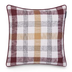 Lexington Checked Recycled Cotton Pudebetr�k, Bordeaux