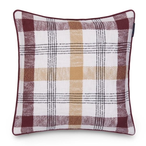 Lexington Checked Recycled Cotton Pudebetr�k, Bordeaux