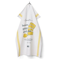 Lexington Lemon Poppy Organic Cotton Kitchen Towel, White/Yellow