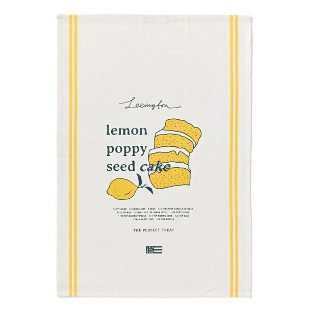 Lexington Lemon Poppy Organic Cotton Kitchen Towel, White/Yellow