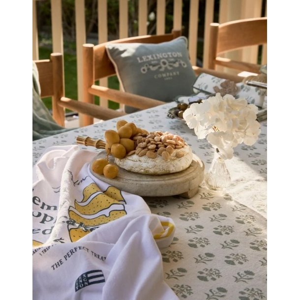 Lexington Lemon Poppy Organic Cotton Kitchen Towel, White/Yellow