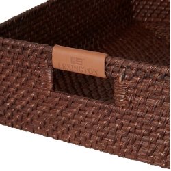 Lexington Rattan Kurv/Bakke med l�derdetaljer, L