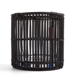 Lexington Round rattan candle holder, medium, Black