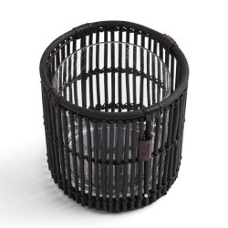 Lexington Round rattan candle holder, medium, Black