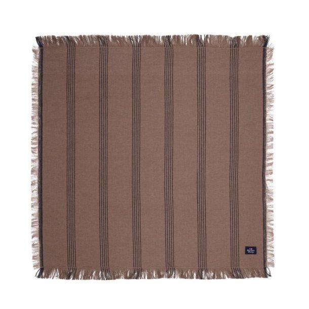 Lexington Striped Linen Blend Napkin with Fringes, Stone